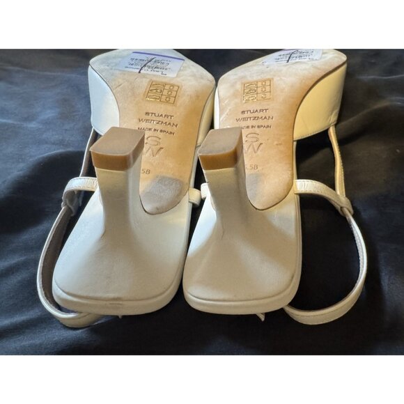 Stuart Weitzman Kitten Heels Pumps Size 6.5 Cream Leather Pointed Toe - Picture 7 of 10